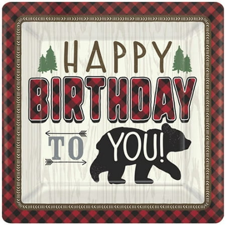 1st Birthday 'Little Lumberjack' Extra Large Paper Plates (8ct)