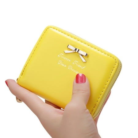 - Women Simple Short-style Clutch Bag Bowknot Decoration Zipper Handbag