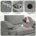 thumbnail image 6 of Oversized Chenille Chair with Ottoman , USB Charging - Convertible Sofa Bed with Cup Holders, Storage Armrests for Living Room, Bedroom, Apartment,Green, 6 of 11