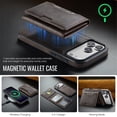 thumbnail image 4 of Funda para IPhone 17 Pro Max 6.9" RFID Que Bloquea la Funda Protectora con Soporte Magsafe de 7 Ranuras para Tarjetas 2 en 1 Funda Protectora de Cuero a Prueba de Golpes con Tapa Desmontable, Café, 4 of 7