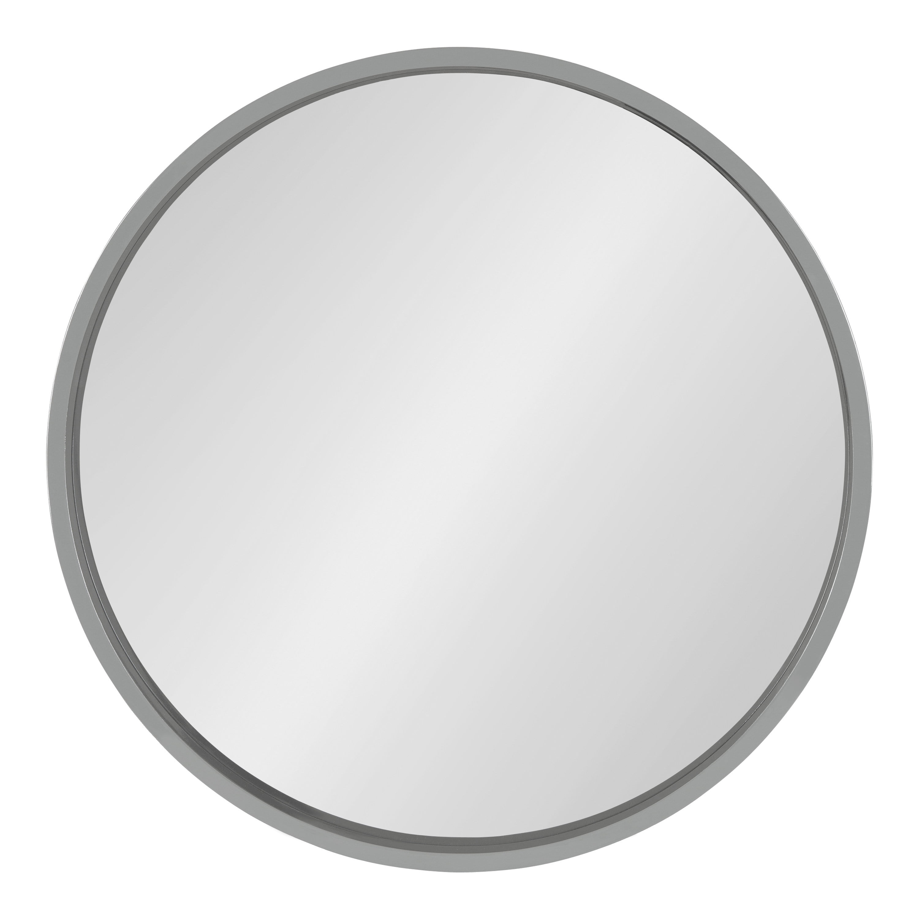 Kate and Laurel Travis Round Wood Wall Mirror, 25.6" Diameter, Gray, Modern Wall Décor Accent