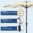 thumbnail image 2 of 10FT Outdoor Patio Umbrella with 8 Sturdy Ribs, Crank Lift and Push Button Tilt, UV Protection Waterproof Market Table Umbrella for Pool Deck Yard, Tan & White Stripes(Base NOT Included), 2 of 6