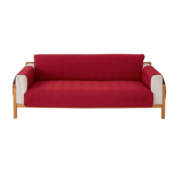 Xiao Hua Funda de sofá impermeable de doble cara para sala de estar, cojín para sillón de 3 plazas, color rojo oscuro, fácil de lavar, funda protectora para sofá