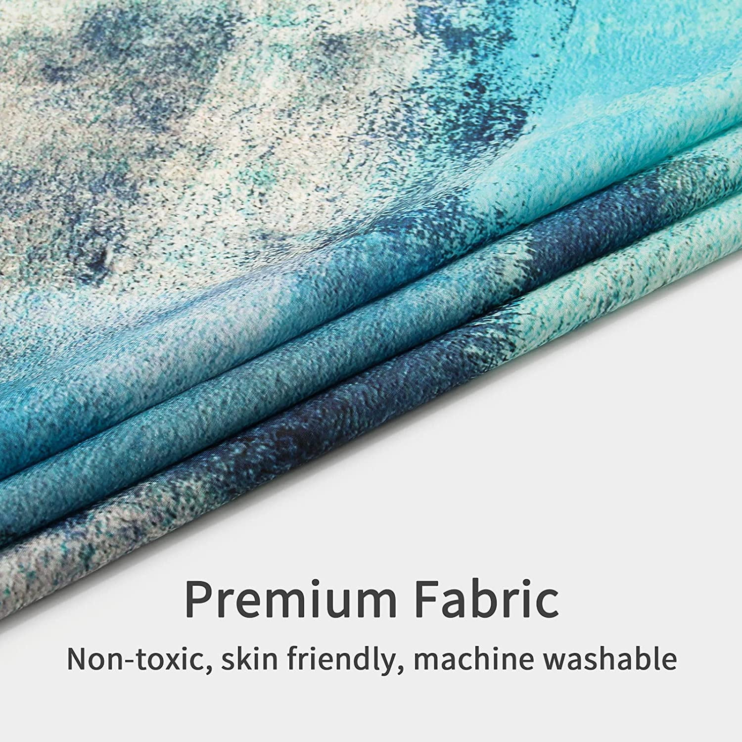 Teal Blue Shower Curtains for Modern Abstract Bathroom Decor, Turquoise Green Fabric Shower Curtain, Vintage Country Grunge Style & Paint Brush Graffiti Design, 72 x 72
