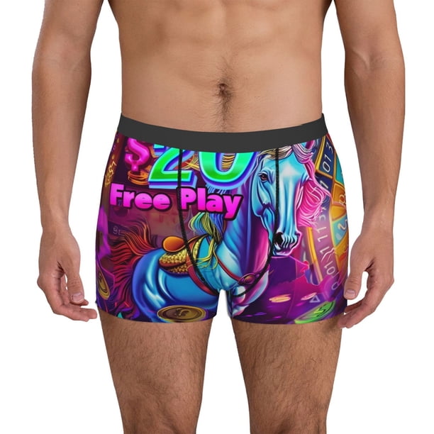 Balery Neon Free Play Calzoncillos bóxer para hombre, ropa interior de algodón suave y transpirable con cinturilla de nailon-Large