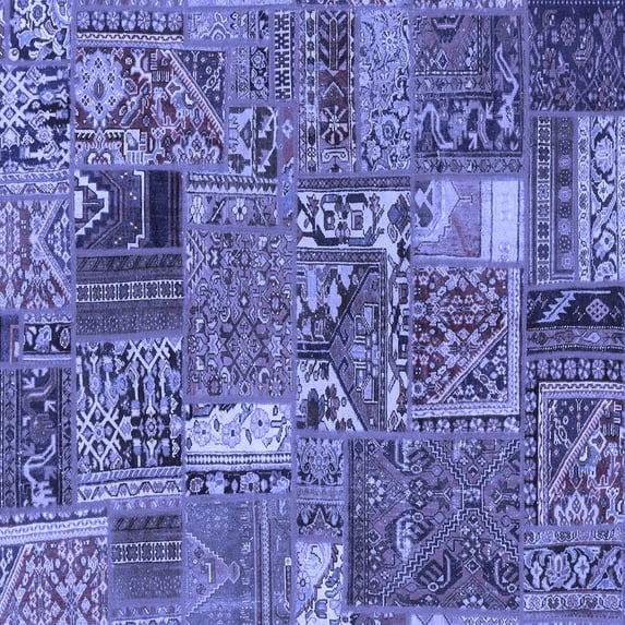 Ahgly Company Machine Washable Indoor Square Patchwork Blue Transitional Area Rugs, 5' Square