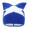 thumbnail image 2 of Knit Beanie with Cat Ears and Five-Point Star Pattern Cute Warm Winter Hats for Men Women Soft Stretchy Cozy Hat, 2 of 4