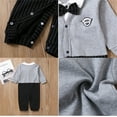 thumbnail image 3 of WIBACKER 0-24M Newborn Baby Boys Gentleman Romper Infant Cotton One Piece Long Sleeve Bowtie Outfit Formal Wear Tuxedo Suit, 3 of 7