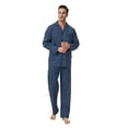thumbnail image 3 of GLOBAL Men's Cotton Yarn Notch Collar Pajama Set with Pockets, 2-Piece, Sizes S to 3XL, 3 of 5