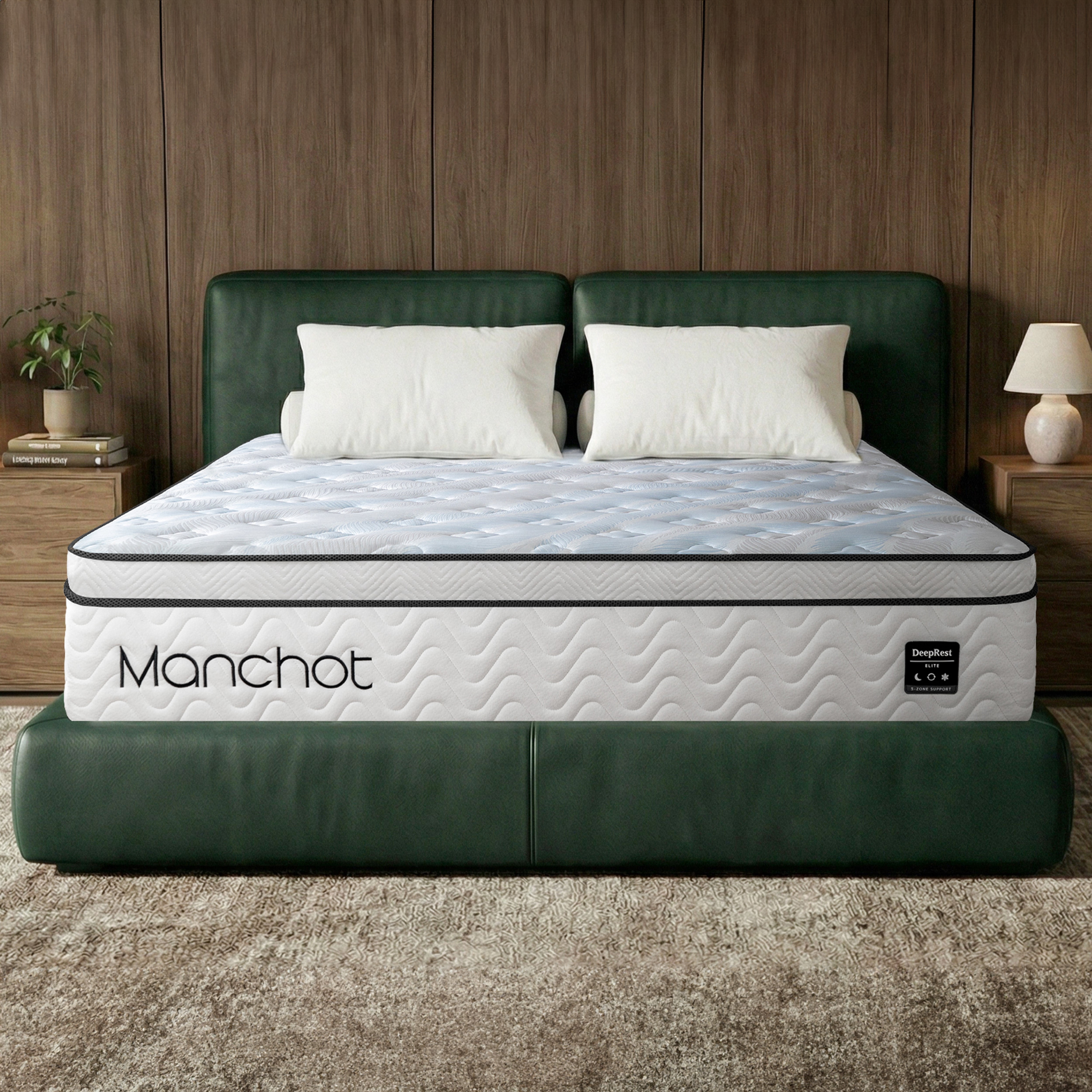 MANCHOT 12 Inch Full Hybrid Mattress, 5-Zone Pocket Spring Support with Motion Isolation and Cooling Foam