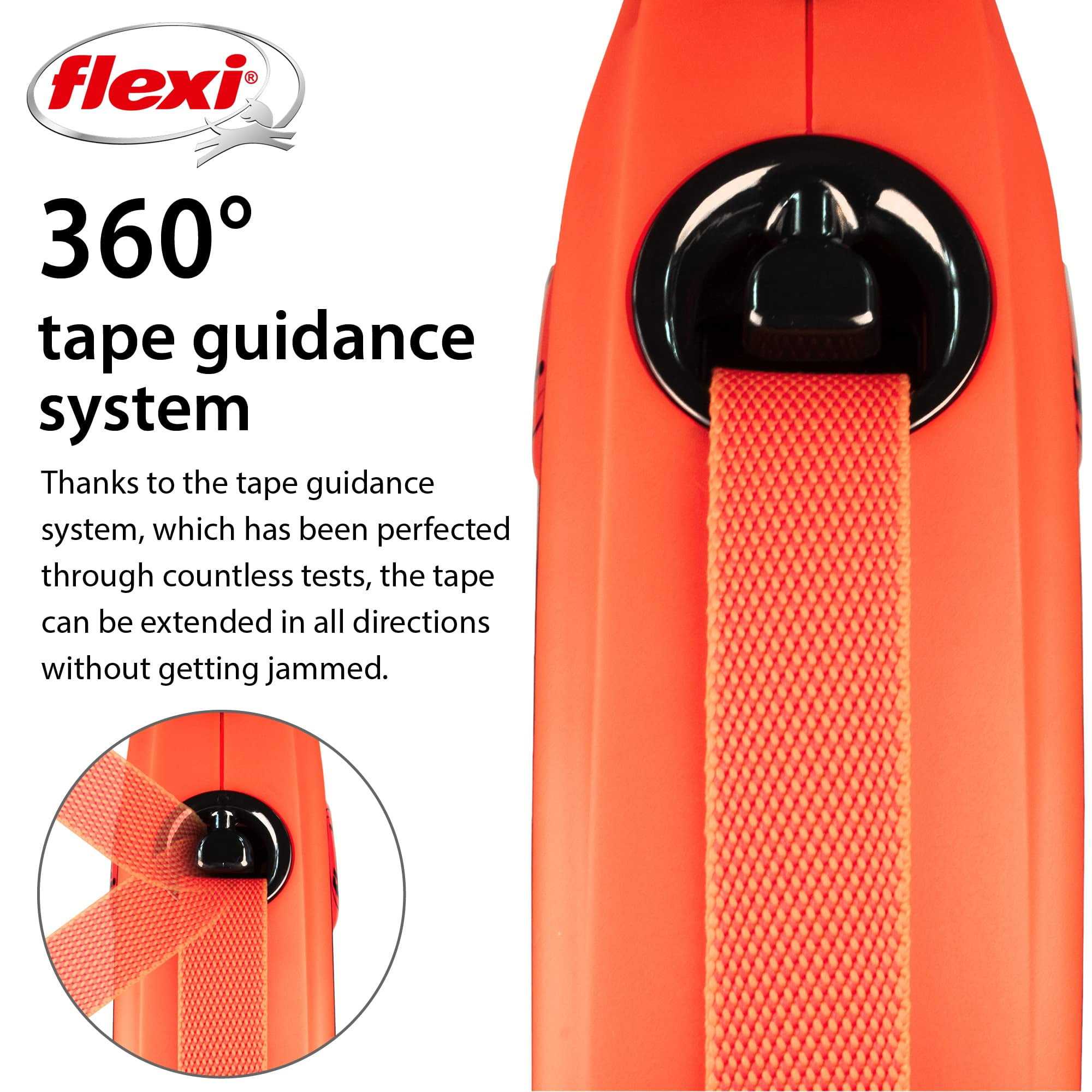 Flexi 840317109672 16 ft. Xtreme Retractable Leash, Orange & Black - Large
