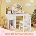 thumbnail image 4 of Gymax Kids Vanity Desk w/ Lights Open Bookshelf Storage Drawer Compartment & Shelves White, 4 of 9