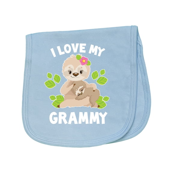 Inktastic Cute Sloth I Love My Grammy with Green Leaves Baby Burp Cloth