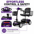 thumbnail image 4 of Compact Mobility Scooters for Senior, SEGMART Heavy Duty Electric Scooters with 300W Motor, Motorized Scooter with Detachable Basket, Outdoor Scooter With Anti-Tip Tires, Purple, SS1430, 4 of 9