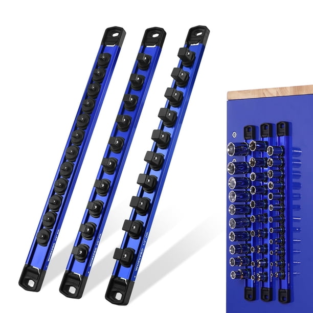 Organizador de enchufes WORKPRO, juego magnético de aleación de aluminio de 3 piezas