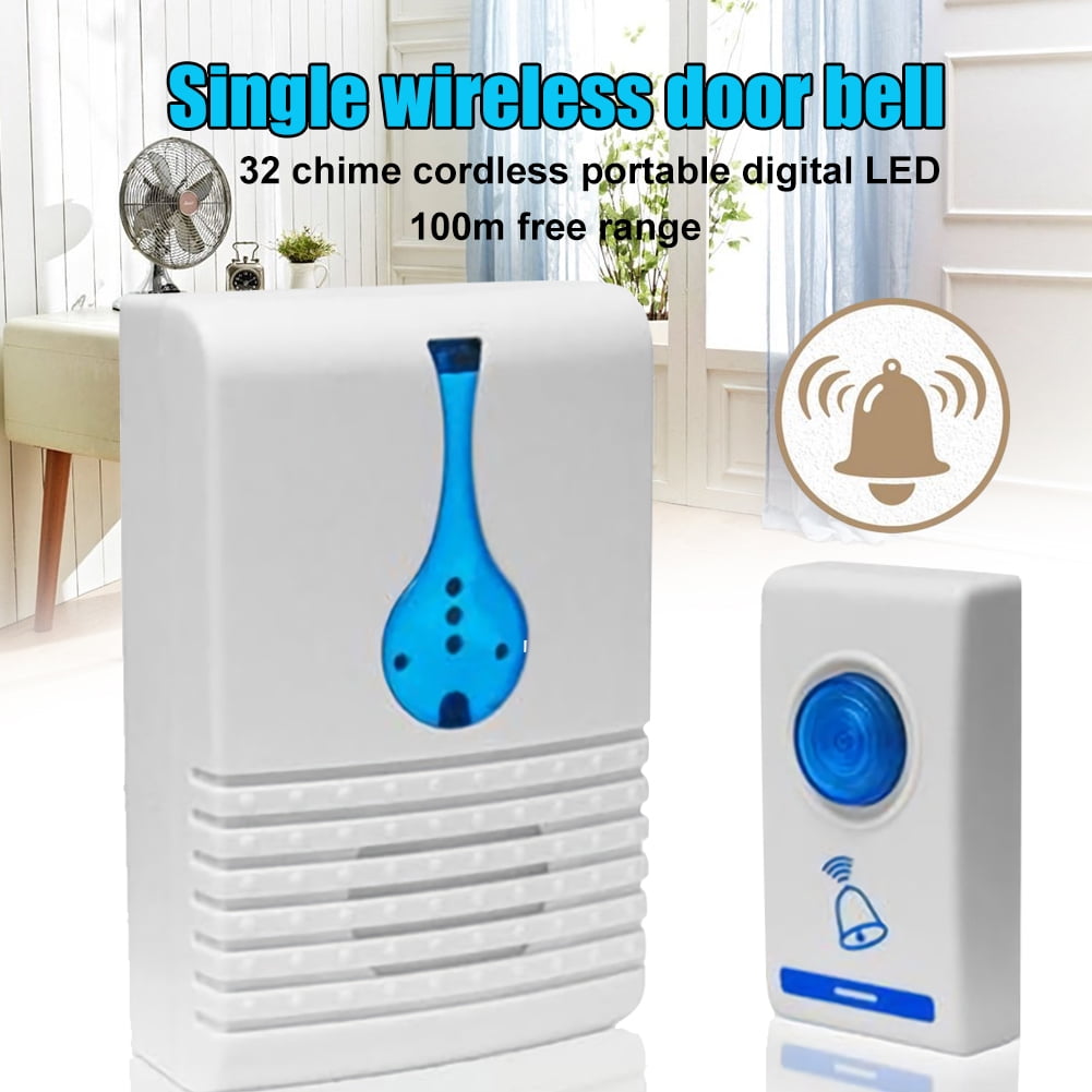 Porfeet Battery Powered 32 Chime Digital LED 100m Wireless Door Bell