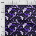 thumbnail image 2 of oneOone Velvet Blue Fabric Asian Japanese Koi Fish Watercolor Sewing Material Print Fabric By The Yard 58 Inch Wide, 2 of 4