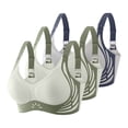 thumbnail image 1 of Brasier Tela de Mantequilla 3 Piezas de Sujetador Grande con Hebilla Frontal y Borde de Encaje para Mujer, sin Aro de Acero, Ajuste sin Costuras para Yoga y Dormir Extra Grande, 1 of 4