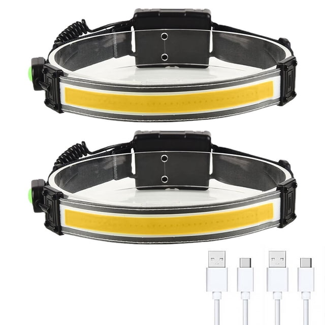 Faro Camping COB faro 5W IPX5 impermeable portátil reflector cabeza luz manos libres seguridad blanco caza linterna 2 uds Inevent OD002889-02B