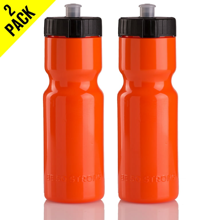 50 Strong 6-Pack of Sports Squeeze Water Bottles - 22 oz. BPA Free Bike &  Sport