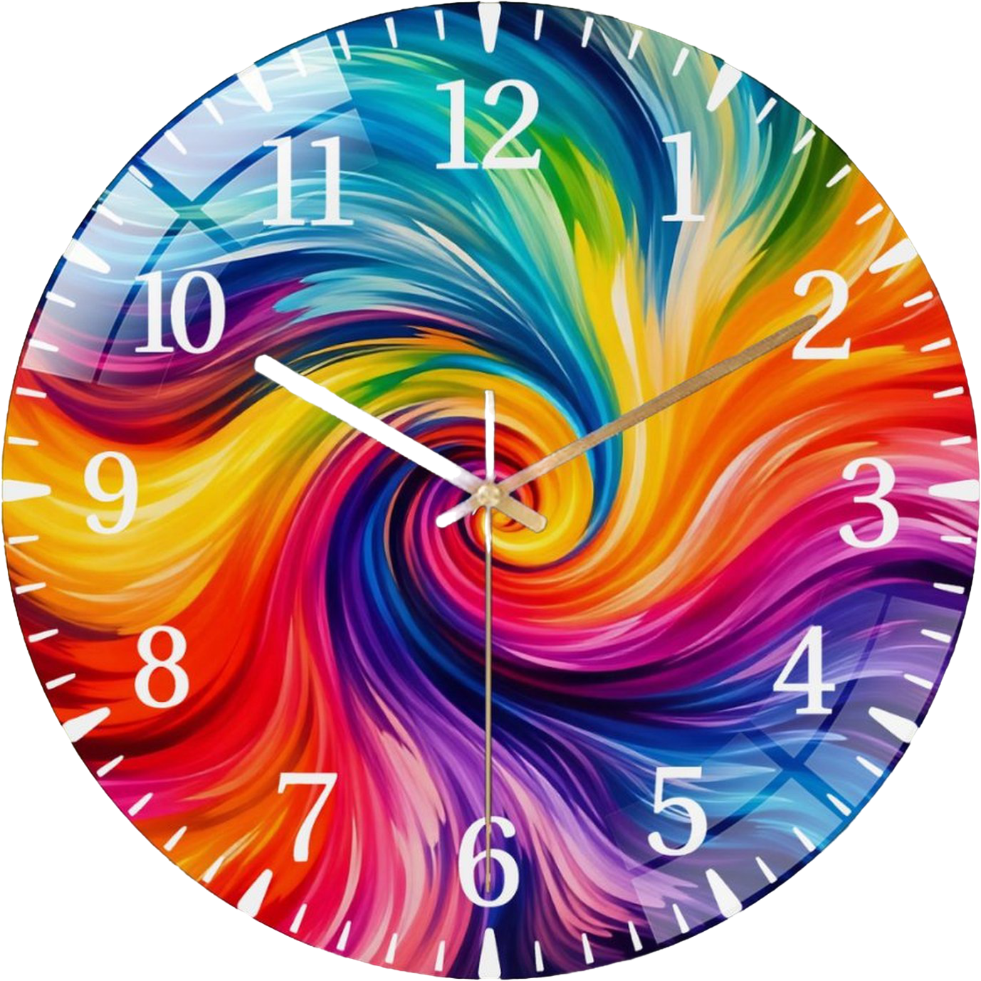 12 Inch Vibrant Swirl Abstract Bold Contemporary Decor Glass Wall Clock for Wall Decor , Office Room, Living Room Style 12×12inch(30×30cm)