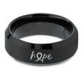thumbnail image 2 of Tungsten Optomistic Hope Awareness Ribbon Band Ring 8mm Men Women Comfort Fit Black Beveled Edge Brushed Polished, 2 of 4