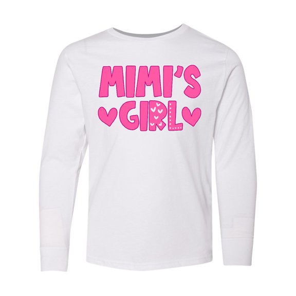 Inktastic Mimi's Girl Pink with Hearts Long Sleeve Youth T-Shirt