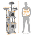 thumbnail image 3 of Alden Design 72″ H Multi-Level Large Cat Tree with 2 Cozy Perches for Medium Cats, Light Gray, 3 of 7