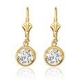 thumbnail image 3 of 14K Solid Yellow Gold 6mm Cubic Zirconia CZ Drop Dangle Earrings Gemstone, 3 of 10