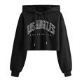 thumbnail image 2 of Los Angeles Hoodies for Women 2025 Fall Winter Long Sleeve Cropped Hoodie Streetwear Hooded Sweatshirt Pullover Tops, 2 of 6