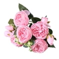 thumbnail image 2 of Ramo de flores, 5 cabezas, capullos de rosas artificiales, boda, plástico decorativo, tela de seda, flor falsa, rosa sidaley HA6434-03B, 2 of 6