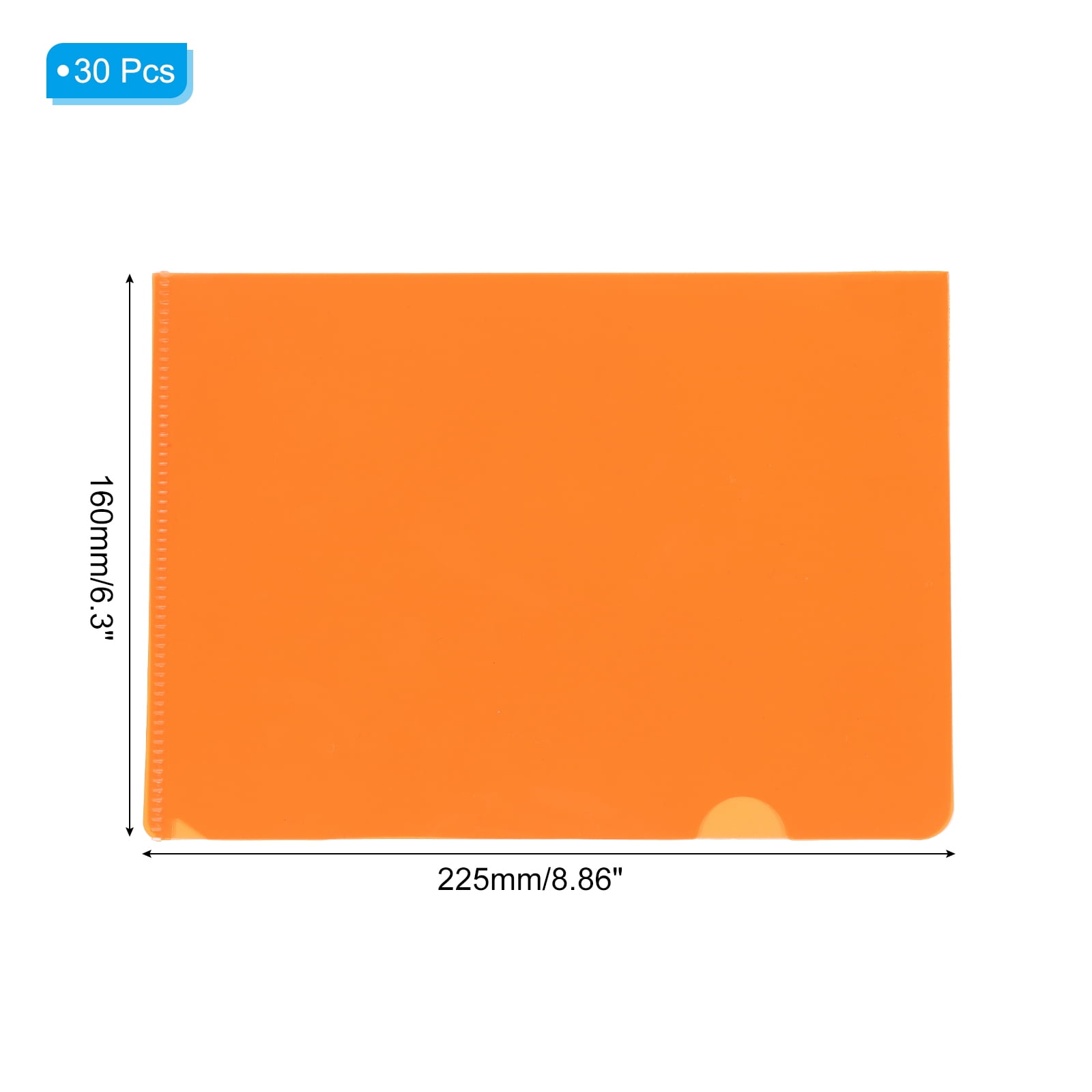 Uxcell L Type Folders 30 Pack A5 Plastic File Project Pockets Clear Paper Document Jacket Sleeves for Office, Orange