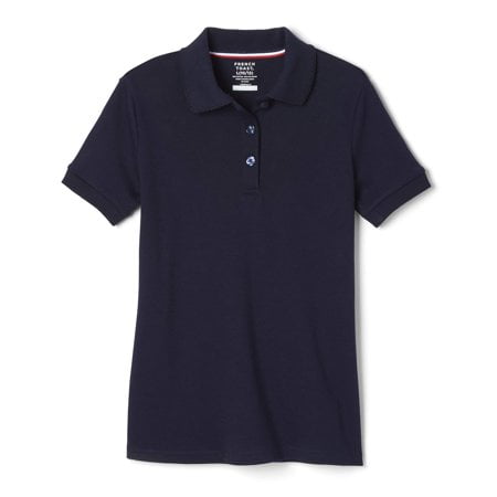 French Toast Girls Size Short Sleeve Interlock Polo with Picot Collar Navy X-Large/18/20/Plus