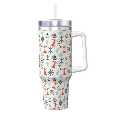

Matuu Lighthouse Sailboat for 40OZ Ice Cup with Handle Durable Thermal Cups Keep Drinks Cold and Hot Insulated Car Mug with Lid
