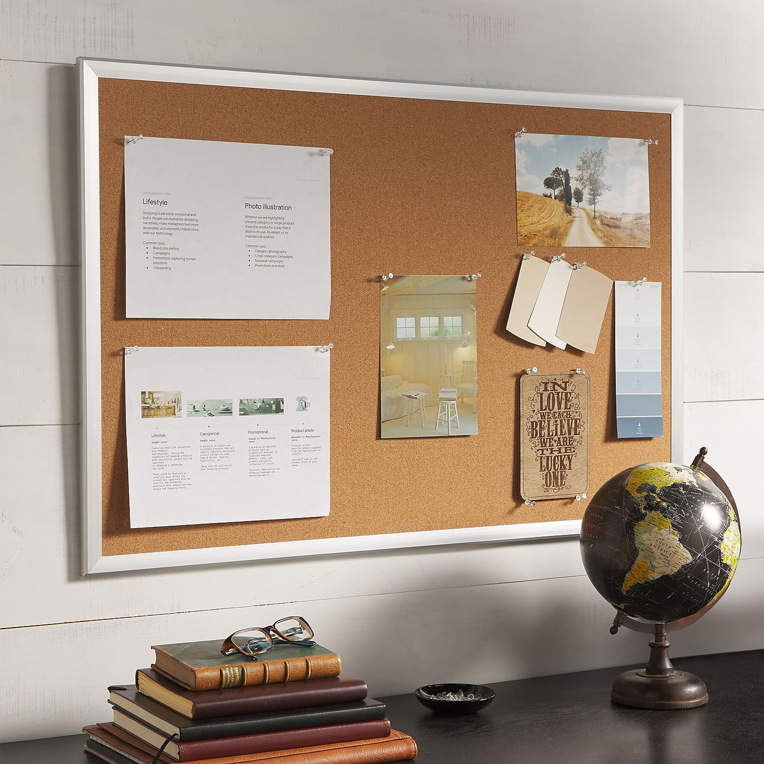 HITOUCH BUSINESS SERVICES Standard Durable Cork Bulletin Board Aluminum Frame 3'W x 2'H 52449/28335