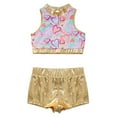 thumbnail image 2 of TiaoBug Kids Girls Jazz Hip-hop Dance Outfits Sequins Crop Top Metallic Bottoms Set Yellow 14, 2 of 7