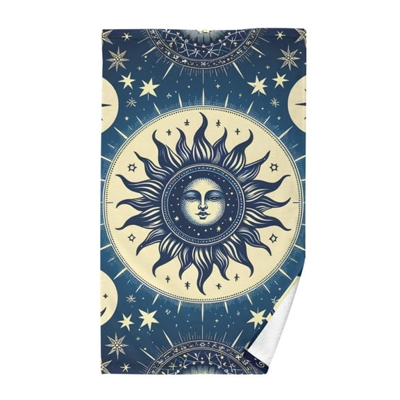 Bohomia Head and Moon Cotton Face Towels Absorbent Hand Towel Soft Bathroom Towel for Kitchen Hotel Decoration