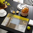 thumbnail image 3 of Yellow Brown Placemats Set of 4, Abstract Blue White Vintage Oil Painting Placemats for Dining Table, Place Mats for Kitchen Tabletop, Waterproof Wipeable Dining Table Mats Set, 3 of 9