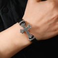 thumbnail image 3 of Uijokdef 1 PCS Fashionable and Minimalist Stainless Steel Leather Bracelet With Charming Temperament For Men, 3 of 3