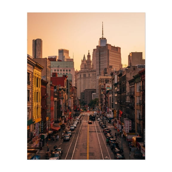 Sunset from the Manhattan Bridge 03 - Manhattan New York Photography Unframed Wall Art Print 8 x 10 inches