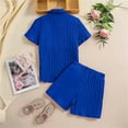 thumbnail image 4 of Uxgjfwu Big Kids Dress Suits Casual Short Sleeve Tops Shorts Outfit Turndown Neck Collar Botton Blouse Shorts Sets, 4 of 9
