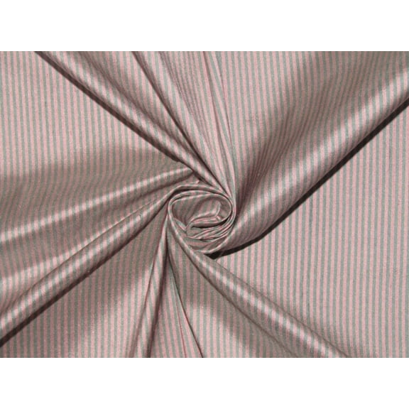 SILK DUPIONI FABRIC pink and green color stripes 54" wide DUPS47[1]