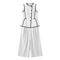 thumbnail image 7 of akafmk 2 Piece Sets for Women Summer Sleeveless Button Top and Pants Sets Vacation Travel Outfits, 7 of 7