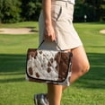 thumbnail image 3 of COEQINE Golf Cart Seat Blanket Towel, Folds Compact for Carrying, 51.2x30.3 Inch Fit for EZGO/Yamaha/Club Car, 4 Compartment Storage, Quilted Comfort Layer, Brown Beige Cow Print, 3 of 8