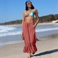 thumbnail image 5 of Women's Linen Wide Leg Pants Casual Cropped Crinkle Design with Drawstring Waist and Loose Fit Ruffled Hem Trousers for Everyday Wear Watermelon Red M, 5 of 5