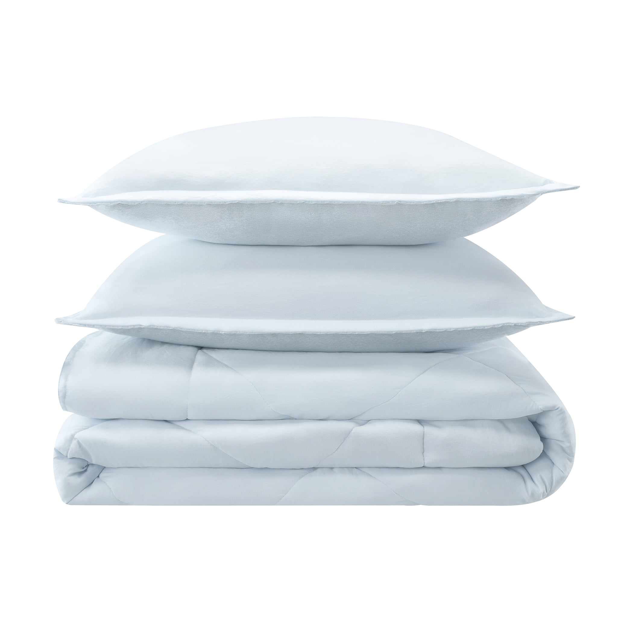 Serta Supersoft Cooling Bed Set, 5 Piece Reversible Bedding Comforter and Solid Sheet Set, Twin/ Twin XL, Illusion Blue