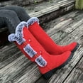 thumbnail image 5 of Lovzfmll Knee High Boots Women, Faux Fur Lined Knee High Snow Round Toe Low Heel, Chunky Low Heel Round Toe Buckle Snow Chunky Boots Warm Red Boots, 5 of 9