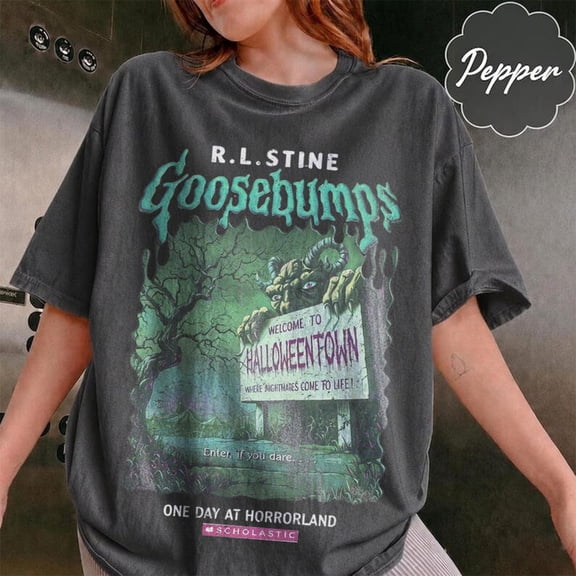 Vintage Goosebumps HorrorLand T-Shirt – R.L. Stine One Day at HorrorLand Graphic Tee – 90s Retro Halloween Shirt