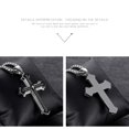 thumbnail image 4 of Collar OLEVS con colgante en forma de cruz de acero inoxidable negro y plateado para hombre, 4 of 7