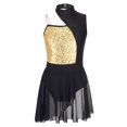 thumbnail image 1 of YONGHS Robe de Danse Ballet Moderne Col Montant Découpé Dos Lyrique pour Filles Or 12, 1 of 7